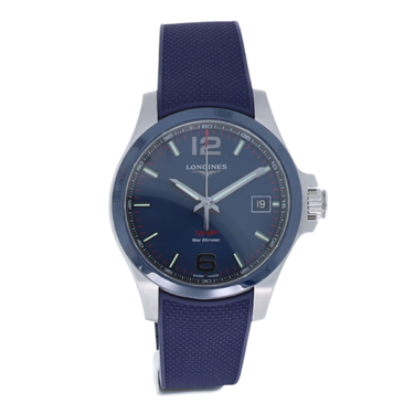 Longines Herrenuhr Conquest V.H.P. Quarz mit Kautschukband L3.719.4.96.9