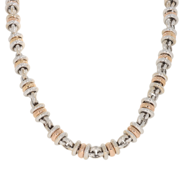 Bicolor Collier mit 2 Saphire und Glasstein aus 750 Gold 44,5 cm