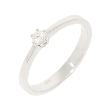 LUXORA Solitrring mit Brillant 0,10 ct. aus 750 Weigold # 55