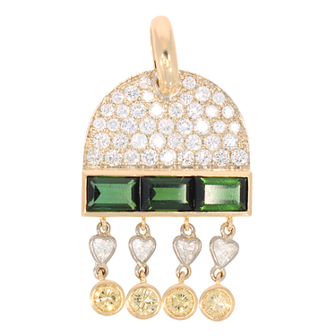 Bicolor Anhnger mit 50 Diamant / Brillanten ca. 2,50 ct. teilweise behandelt und 3 Turmaline ca. 2,00 ct. aus 750 Gold