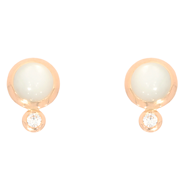 TAMARA COMOLLI Ohrstecker mit 2 Mondsteine ca. 5,00 ct. und 2 Brillanten ca. 0,20 ct. aus 750 Rosegold