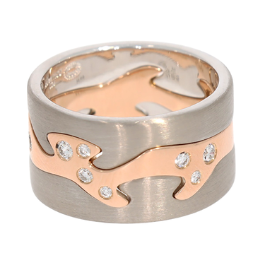 GEORG JENSEN bicolor Ring Fusion 3-teilig mit 8 Brillanten ca. 0,16 ct. aus 750 Gold # 57