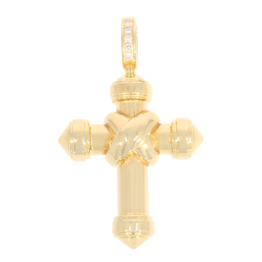 Clipanhnger Kreuz mit 5 Brillanten ca. 0,05 ct. aus 750 Gelbgold