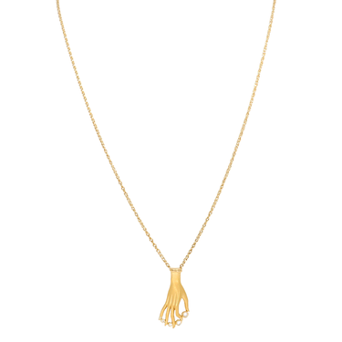 Carrera y Carrera Kette mit Anhnger Motiv Hand mit 4 Brillanten ca. 0,06 ct. aus 750 Gelbgold 47 cm