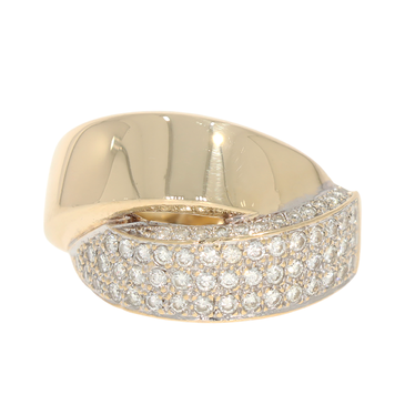 Bicolor Ring mit 73 Brillanten ca. 0,73 ct. aus 585 Gold / teilrhodiniert # 56
