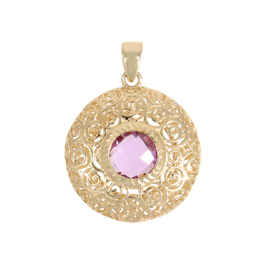 Luxxos Anhänger Ajour mit Briolette Amethyst aus 333 Gelbgold