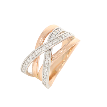 Bicolor Ring mit 33 Brillanten ca. 0,33 ct. aus 585 Gold # 56