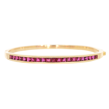 Armreif mit 21 Rubine ca. 4,15 ct. aus 750 Gelbgold Durchmesser 54 mm