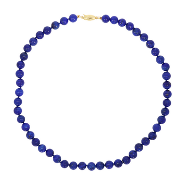 Lapis Lazuli Kette ca. 8 mm mit Schliee aus 750 Gelbgold 45 cm