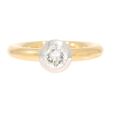 LUXORA bicolor Solitrring mit Brillant 0,95 ct. aus 750 Gold # 60 mit IGI Expertise