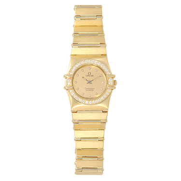 OMEGA Damenarmbanduhr Constellation Quarz mit Brillanten und Diamanten aus 750 Gelbgold