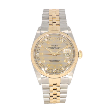 ROLEX Herrenarmbanduhr Datejust Automatik 16013 Houndstooth Dial aus Stahl / Gold Fullset