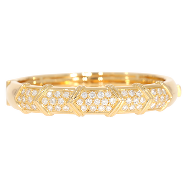 Armreif mit 49 Brillanten ca. 3,43 ct. aus 750 Gelbgold 58 mm 1 Stein beschdigt