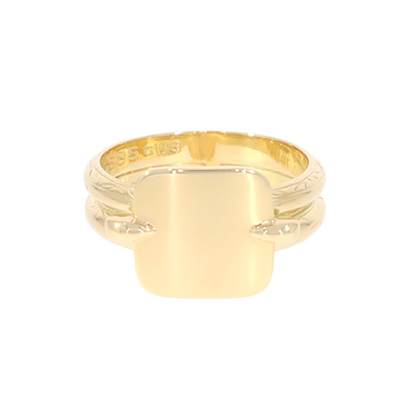 Ring mit Platte aus 585 Gelbgold # 57