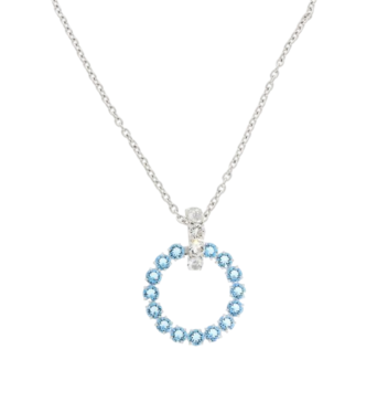 Swarovski Kette Exalta Aqua mit 15 hellblaue und 8 weie Kristalle in rhodiniert 80 - 85 cm
