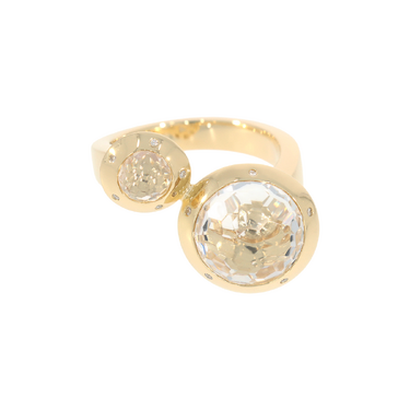 JETTE JOOP Ring mit zwei Bergkristalle und 10 Brillanten ca. 0,05 ct. aus 750 Gelbgold # 54