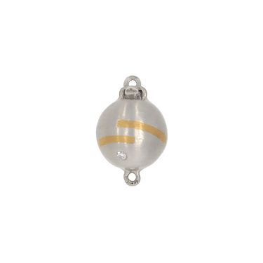 Bicolor Kugelschließe mit 2 Brillanten ca. 0,02 ct. aus 950 Platin / 750 Gelbgold 10 mm
