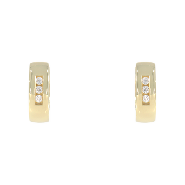 Creolen mit 6 Zirkonias aus 585 Gelbgold 13 mm