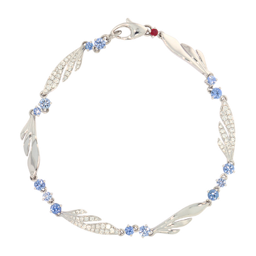 GÜBELIN Armband mit 75 Brillanten 0,47 ct. und 14 Saphire 1,50 ct. aus 750 Weißgold 18 cm