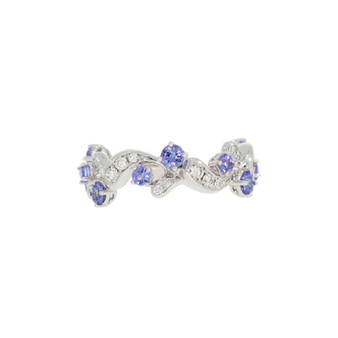GÜBELIN Ring mit 30 Brillanten 0,50 ct. und 12 Tansanite 1,23 ct. aus 750 Weißgold # 53