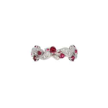GÜBELIN Ring mit 30 Brillanten 0,48 ct. und 12 Spinelle 1,02 ct. aus 750 Weißgold # 54