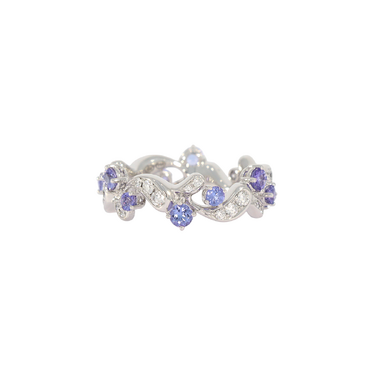GÜBELIN Ring mit 30 Brillanten 0,50 ct. und 12 Tansanite 1,22 ct. aus 750 Weißgold # 52