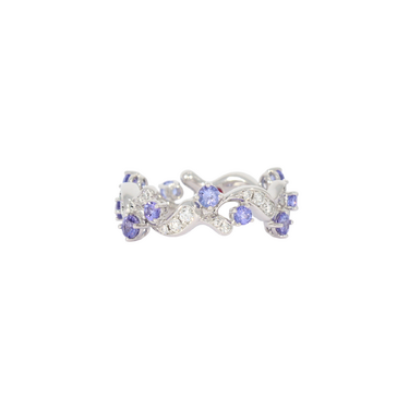 GÜBELIN Ring mit 30 Brillanten 0,50 ct. und 12 Tansanite 1,16 ct. aus 750 Weißgold # 54