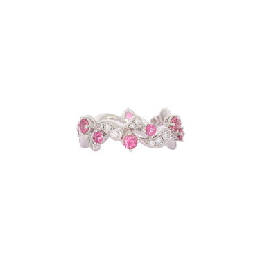 GÜBELIN Ring mit 30 Brillanten 0,50 ct. und 12 Turmaline 1,05 ct. aus 750 Weißgold # 53