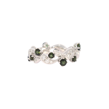 GÜBELIN Ring mit 30 Brillanten 0,49 ct. und 12 Turmaline 1,09 ct. aus 750 Weißgold # 53