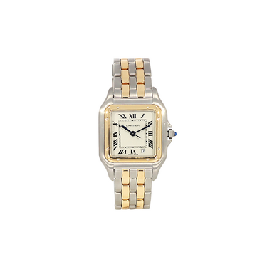 CARTIER bicolor Damenuhr Panthere 2 Row Quarz aus Stahl / 750 Gelbgold