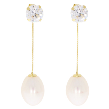 Luxxos Ohrhnger mit Swasserzuchtperle 7,5 mm und Zirkonia aus 375 Gelbgold
