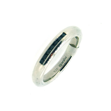 GOOIX Ring mit schwarzen Zirkonia 925 AG #58