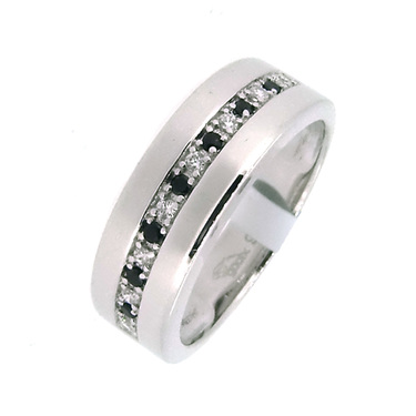 GOOIX Ring mit Zirkonia schwarz/weiß 925 AG #50
