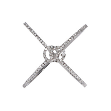 GUCCI X - Form Ring mit 108 Brillanten 0,30 ct. aus 750 Weigold # 56
