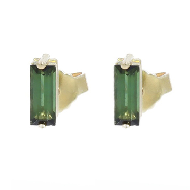 LUXORA Ohrstecker mit 2 Turmaline im Baguetteschliff aus 585 Gelbgold