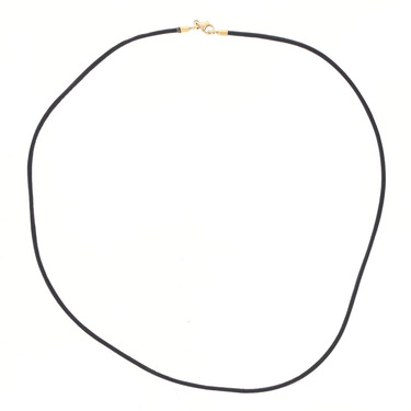 LUXORA Lederkette schwarz mit Verschluss aus 585 Gelbgold 44 cm