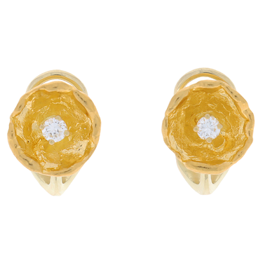Ohrclipse mit zwei Brillanten ca. 0,24 ct. aus 999 Gold / Clipmechanik aus 585 Gelbgold