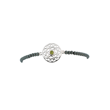 VIVA DIVA Herz-Chakra Armband mit Hämatit 925 AG 16-18 cm
