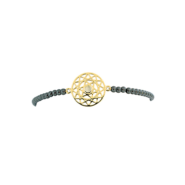 VIVA DIVA Herz-Chakra Armband mit Hämatit 925 AG vergoldet 16-18 cm