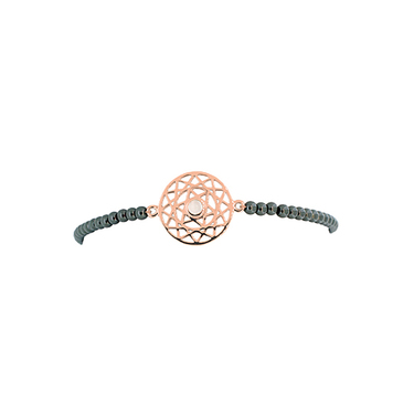 VIVA DIVA Herz-Chakra Armband mit Hämatit 925 AG rosè vergoldet 16-18 cm