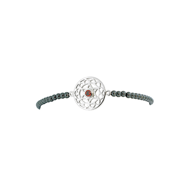VIVA DIVA Solarplexus-Chakra Armband mit Hämatit 925 AG 16-18 cm