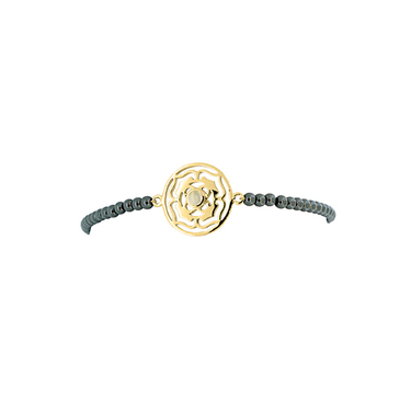 VIVA DIVA Wurzel-Chakra Armband mit Hämatit 925 AG vergoldet 16-18 cm