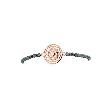 VIVA DIVA Wurzel-Chakra Armband mit Hämatit 925 AG rosè vergoldet 16-18 cm