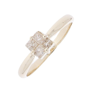 XEN Ring mit 4 Diamanten im Princessschliff 0,44 ct. aus 375 Gelbgold # 57