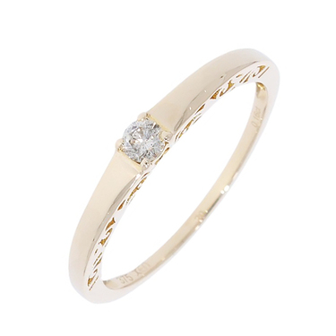 XEN Solitrring mit Brillant 0,16 ct. aus 375 Gelbgold # 57